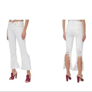 R13 Kick White Flare Distressed Jeans Size 27 Mid Rise